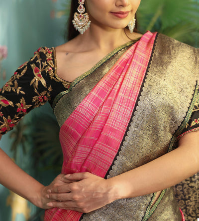 Rani Pink And Black Kanjivaram Silk Saree - S1128(D)