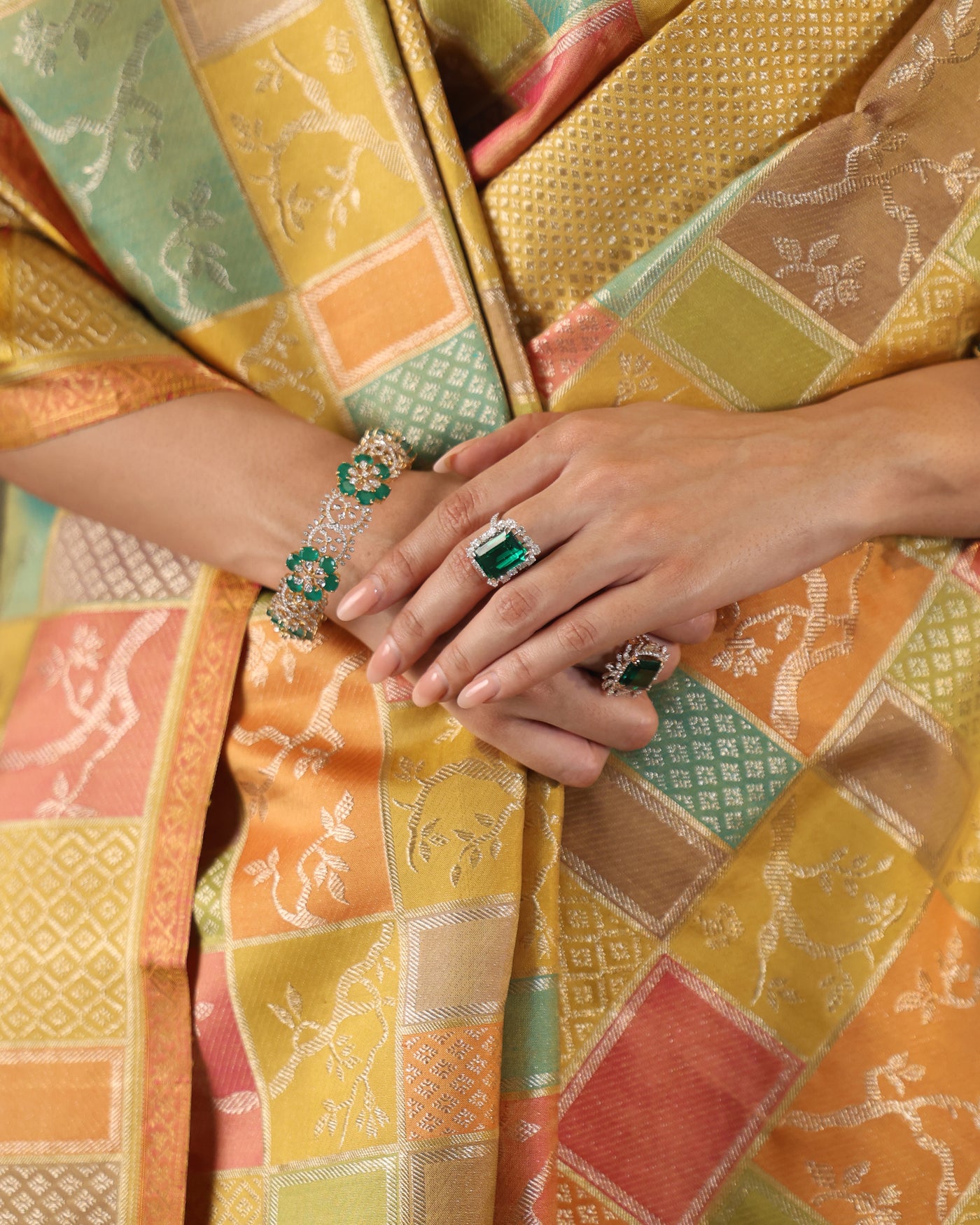 Chartreuse Yellow And Multicoloured Pure Zari Kanjivaram Silk Saree - P165(A)