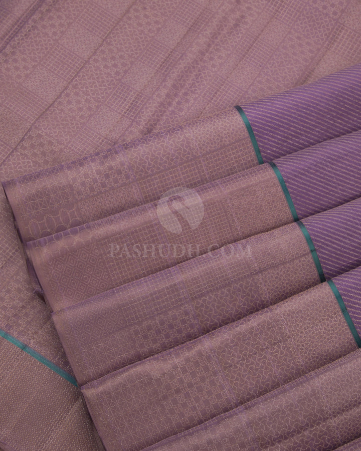 Light Purple and Light Brown Kanjivaram Silk Saree - DJ199 -View 4