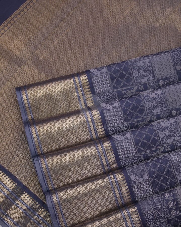 Grey Kanjivaram Silk Saree - DJ209 - View 4