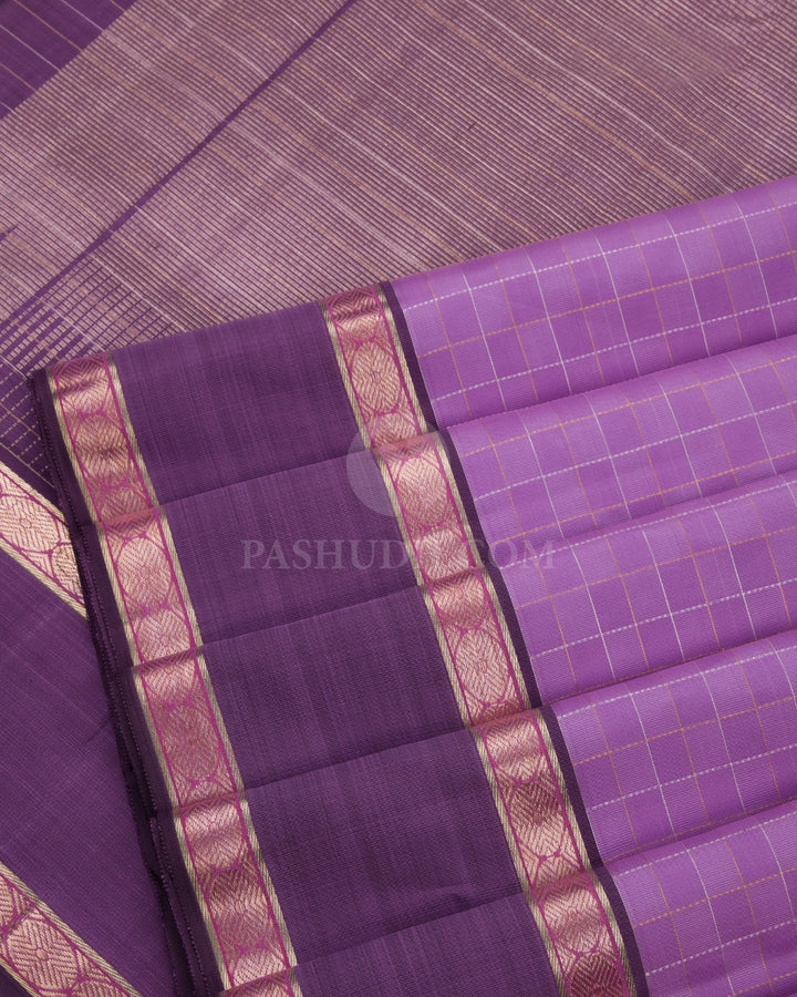 Lavender Pure Zari Kanjivaram Silk Saree - S745 - View 5