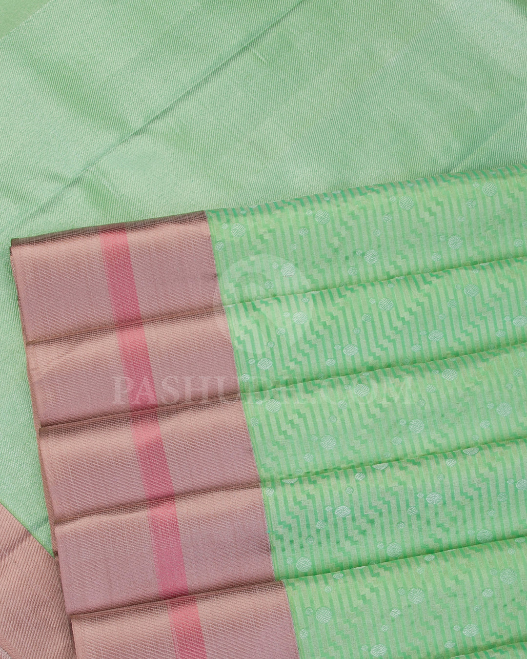 Rexona Green and Mild Chocolate Brown Kanjivaram Silk Saree - D536(C) - View 3