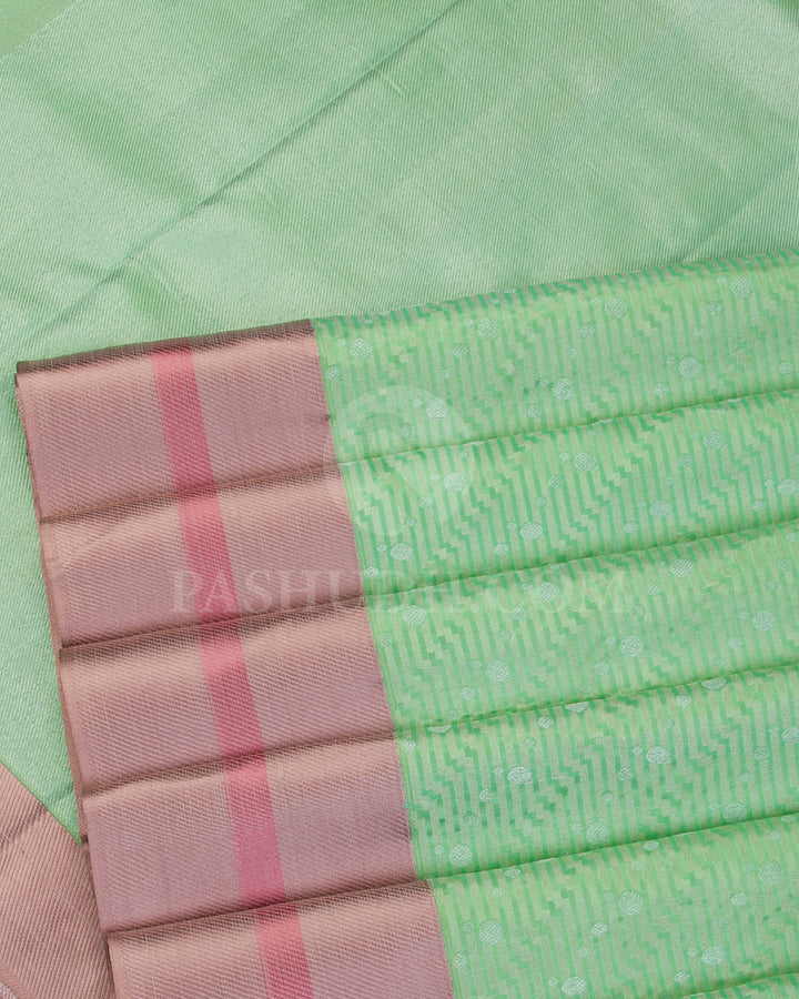 Rexona Green and Mild Chocolate Brown Kanjivaram Silk Saree - D536(C) - View 3