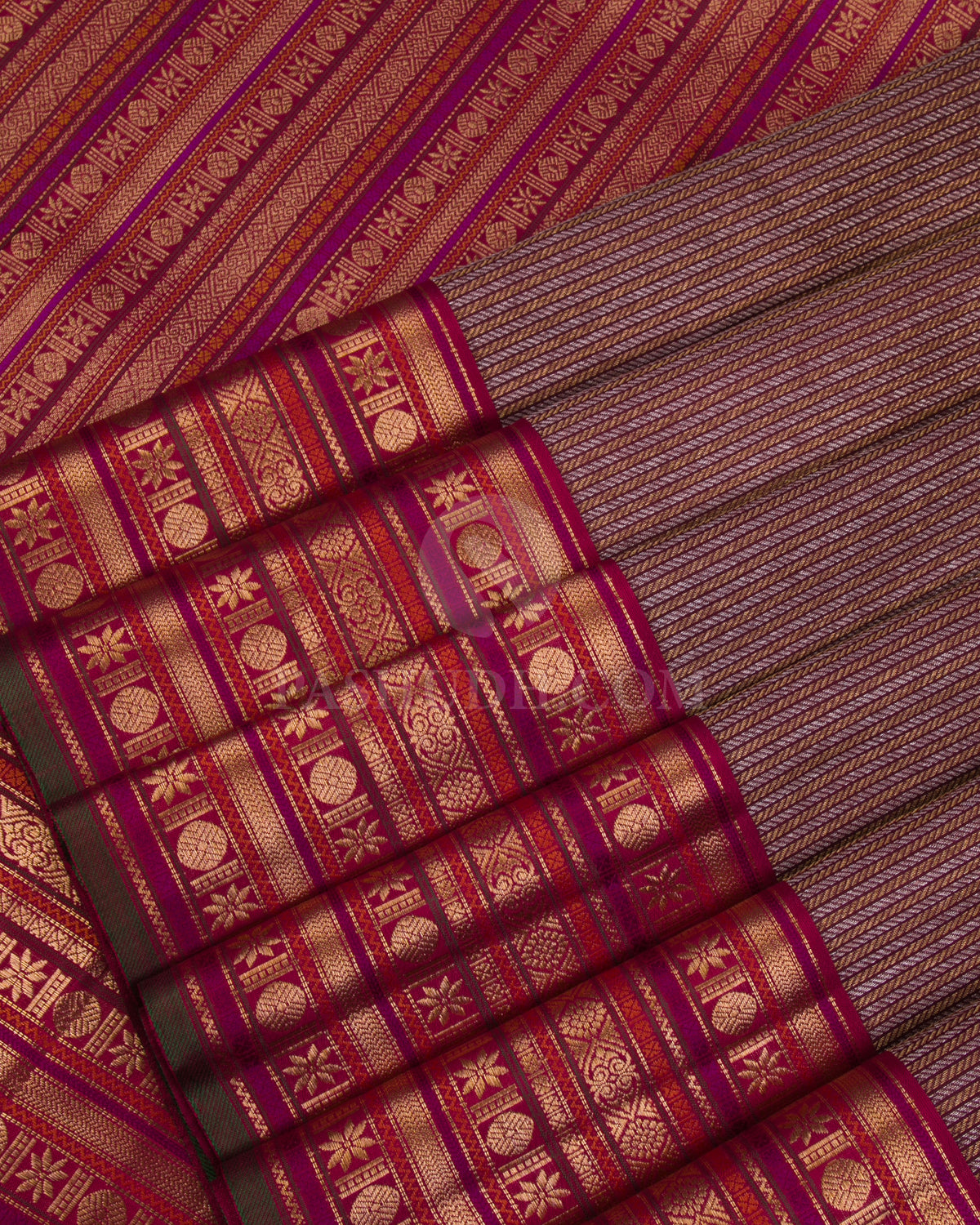 Wine & Maroon Kanjivaram Silk Saree - S1062(A)