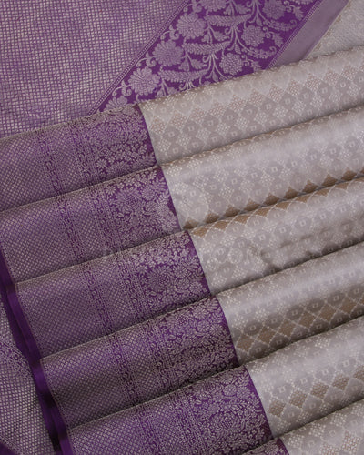 Silver and Violet Kanjivaram Silk Saree - DT251(D)