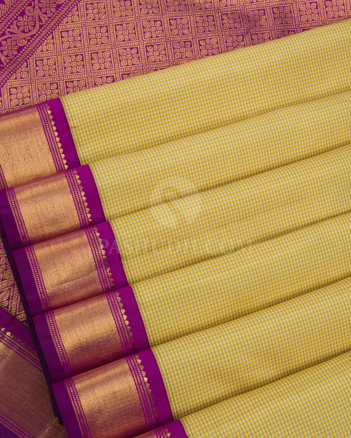 Yellow and Magenta Kanjivaram Silk Saree - D11