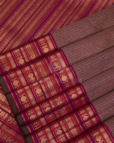 Wine & Maroon Kanjivaram Silk Saree - S1062(A)