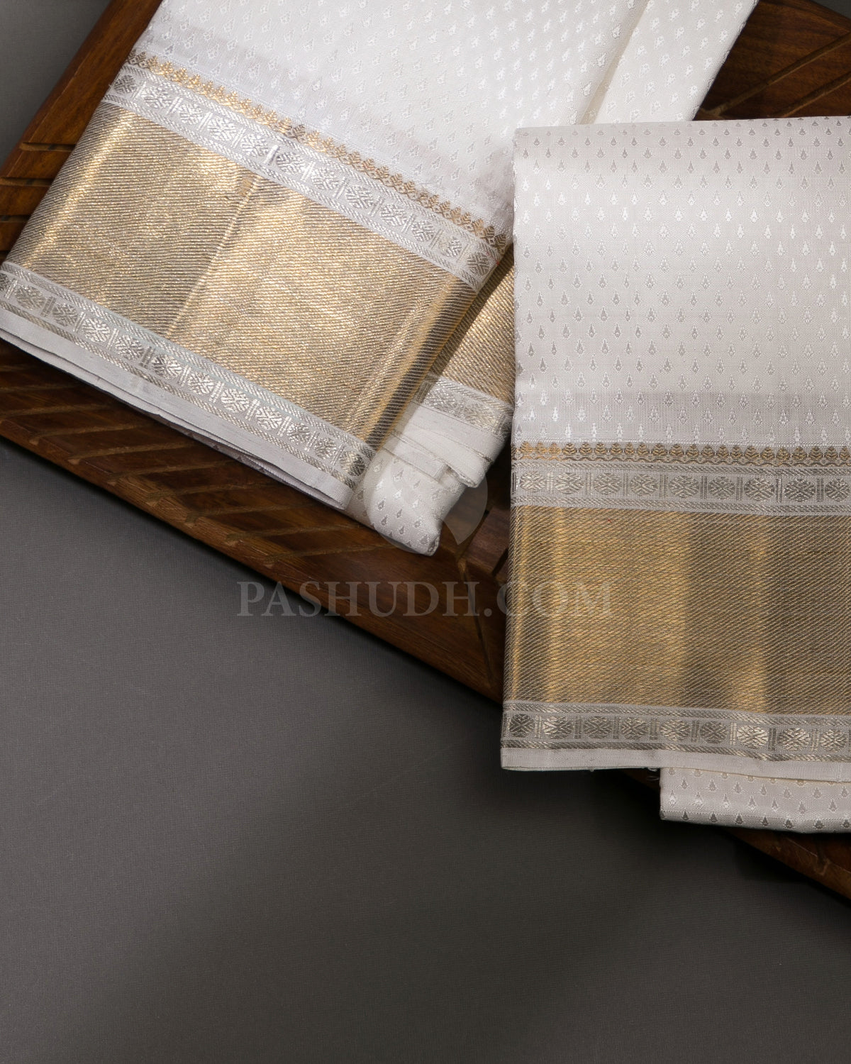 Cream Pure Silk Dhoti and Angavastra - V2