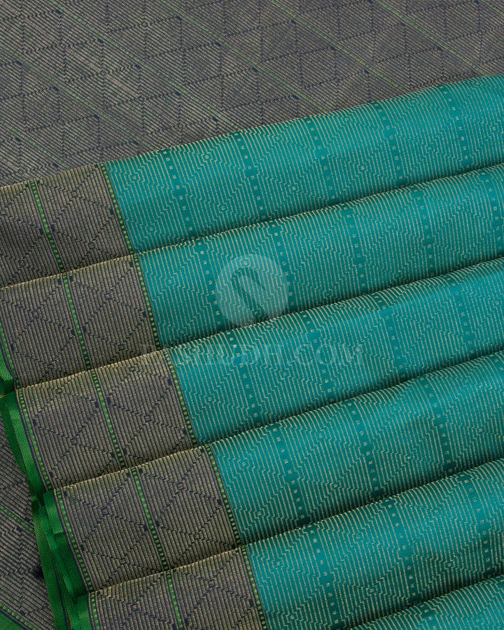 Green and Blue Kanjivaram Silk Saree -DJ293(D)