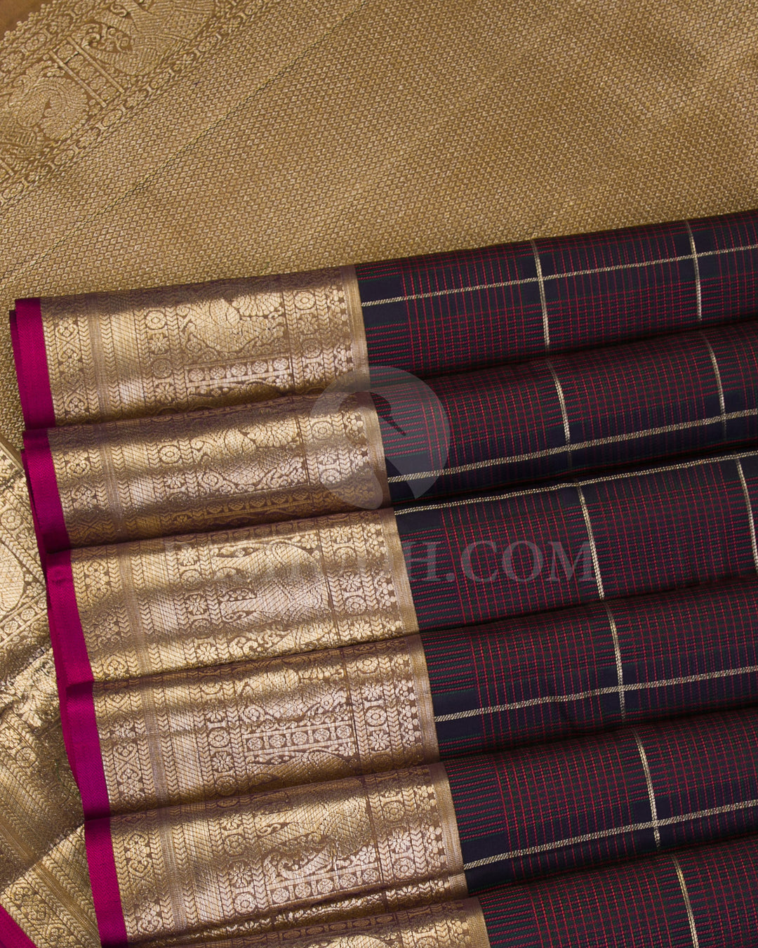 Dark Violet and Brown Kanjivaram Silk Saree  - DJ273(D)