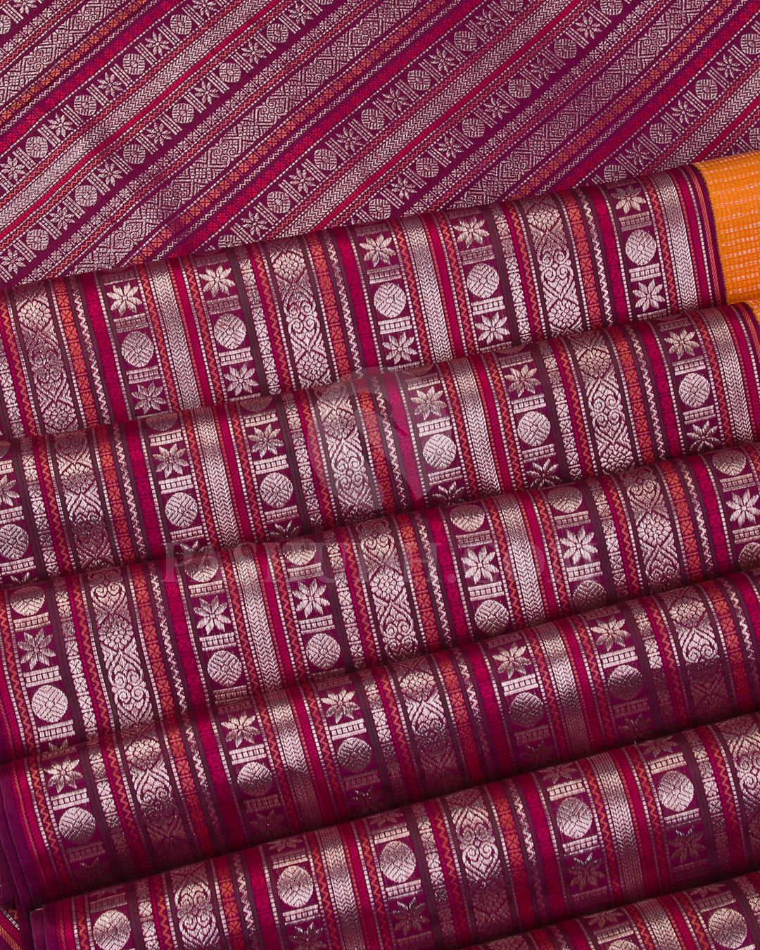 Orange And Wine Kanjivaram Silk Saree - S1080(E)