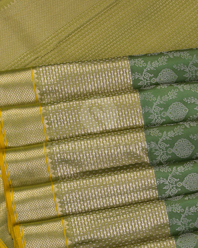 Sage Green and Light Green Kanjivaram Silk Saree - DT274(A)