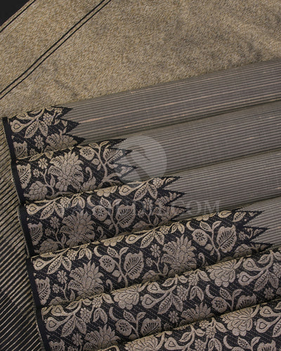 Black and Grey Kanjivaram Silk Saree - S1063(B)