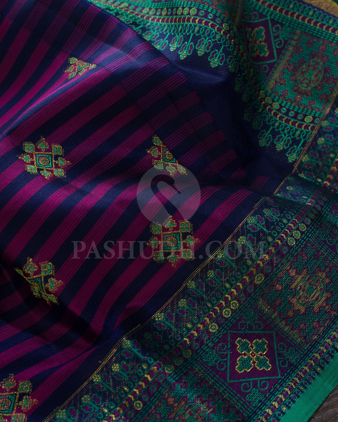 Rani Pink And Navy Blue Kanjivaram Silk Saree-DJ447(A)