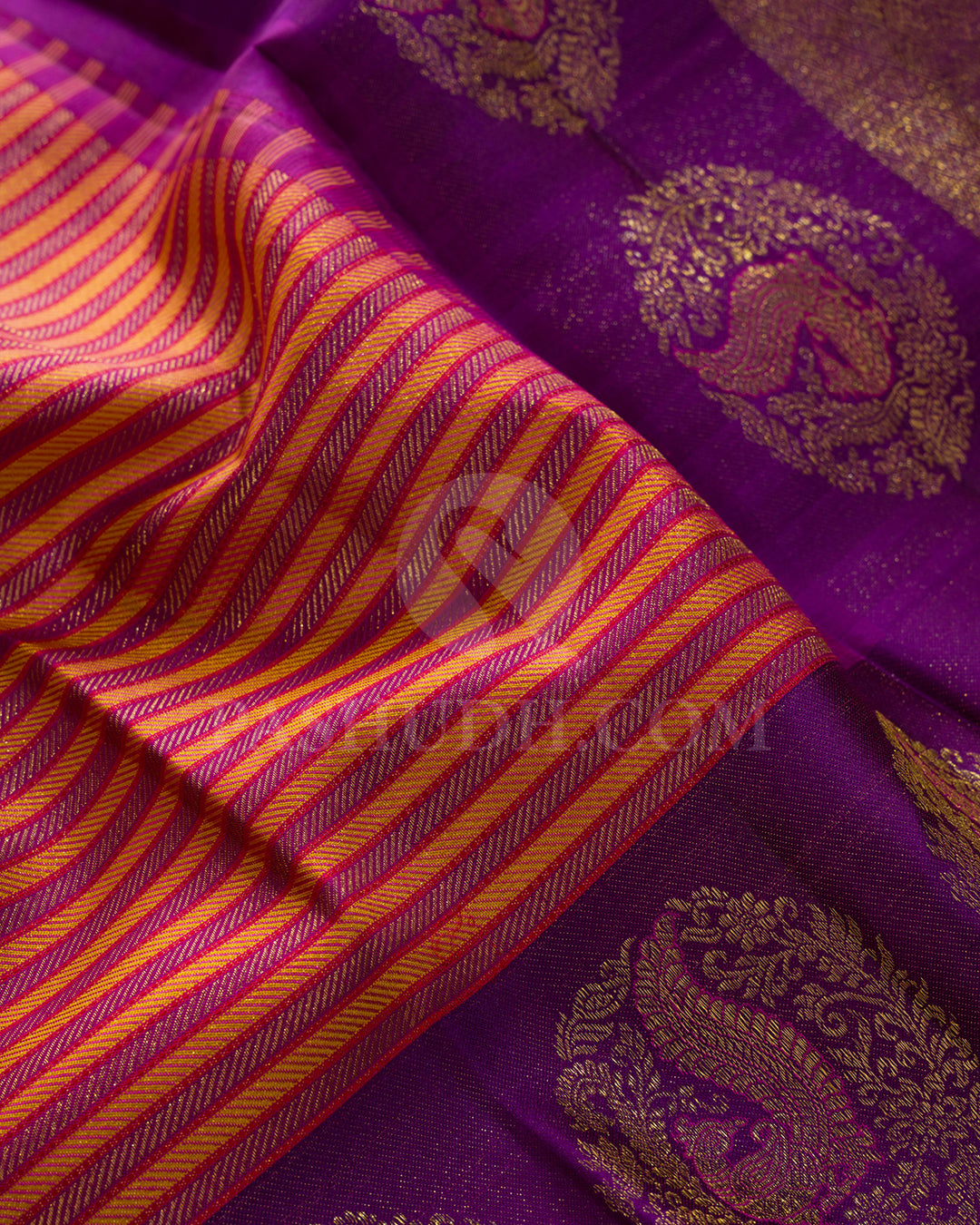 Multicolored With Purple Kanjivaram Silk Saree-DJ439(B)