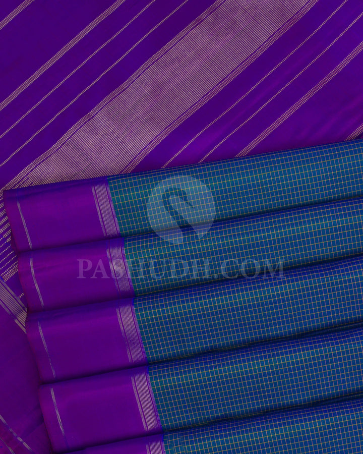 Ramar Green And Violet Kanjivaram Silk Saree - KF3