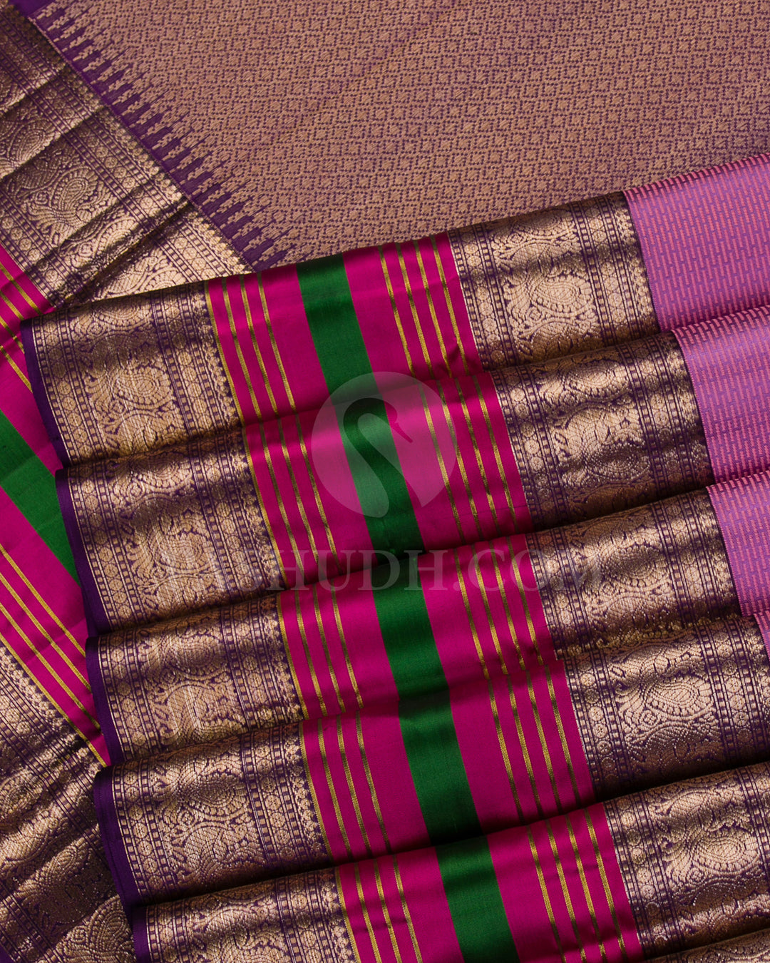 Lavender And Dark Purple Kanjivaram Silk Saree - D564(A)