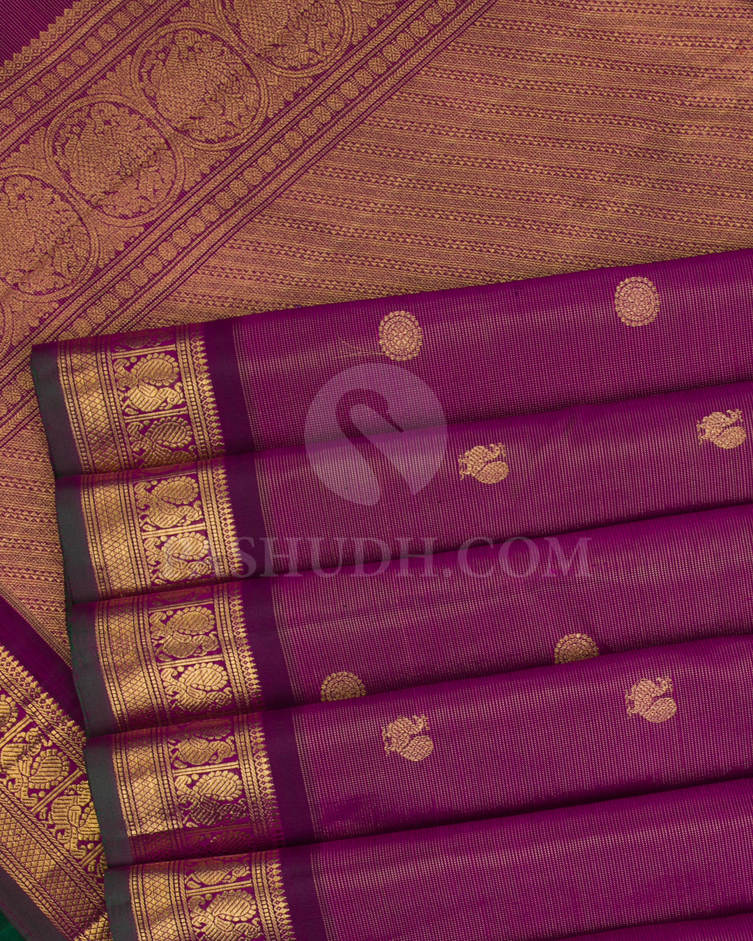 Magenta and Green Traditional Kanjivaram Silk Saree - KB4