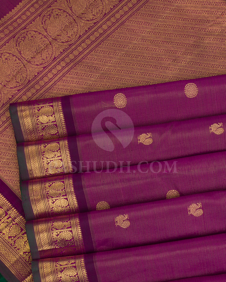 Magenta and Green Traditional Kanjivaram Silk Saree - KB4