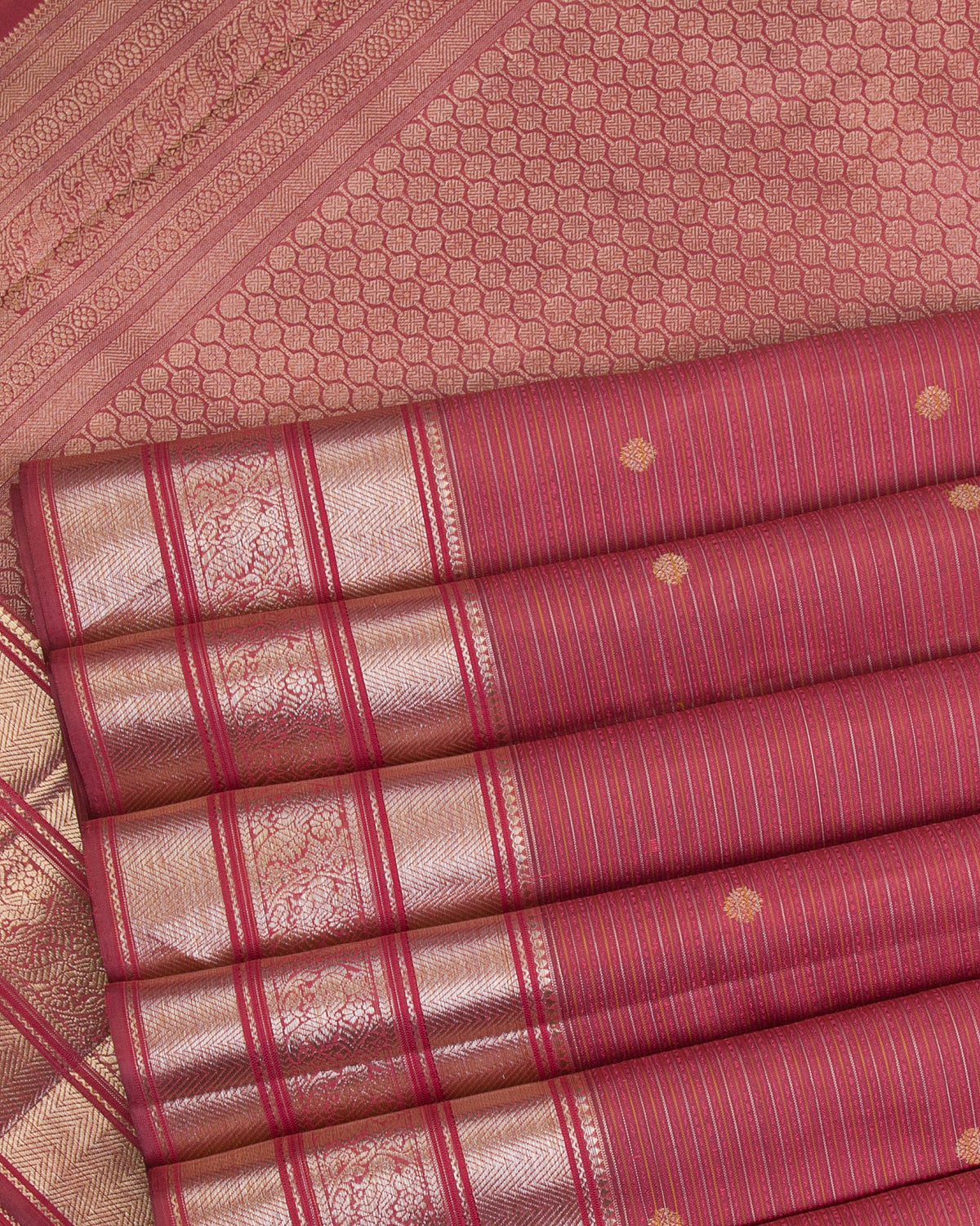 Rust Red And Mustard Kanjivaram Silk Saree - S1213(A)