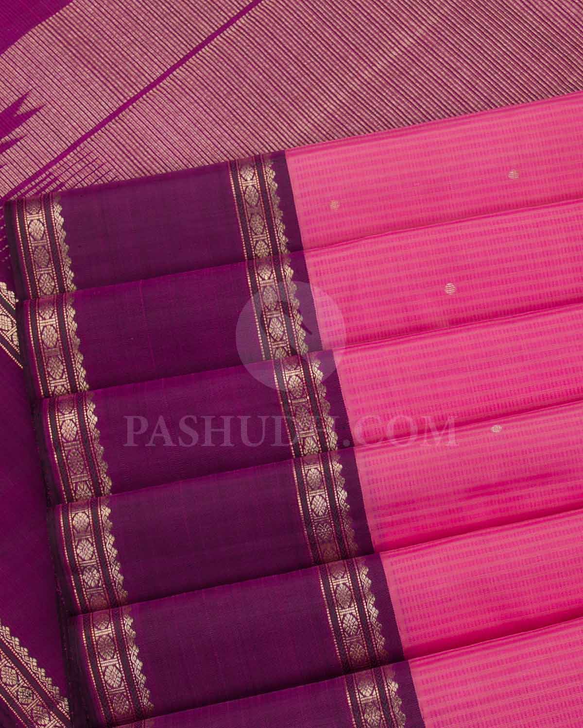 Bright Pink And Purple Kanjivaram Silk Saree - S1055(C)