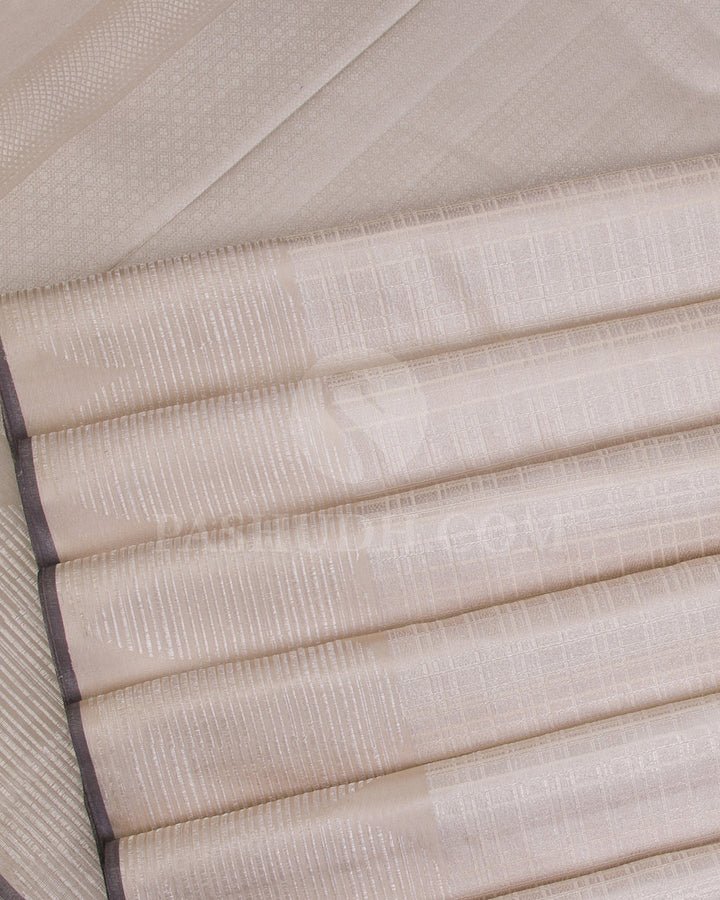 Ivory And Black Kanjivaram Silk Saree - D511(C)