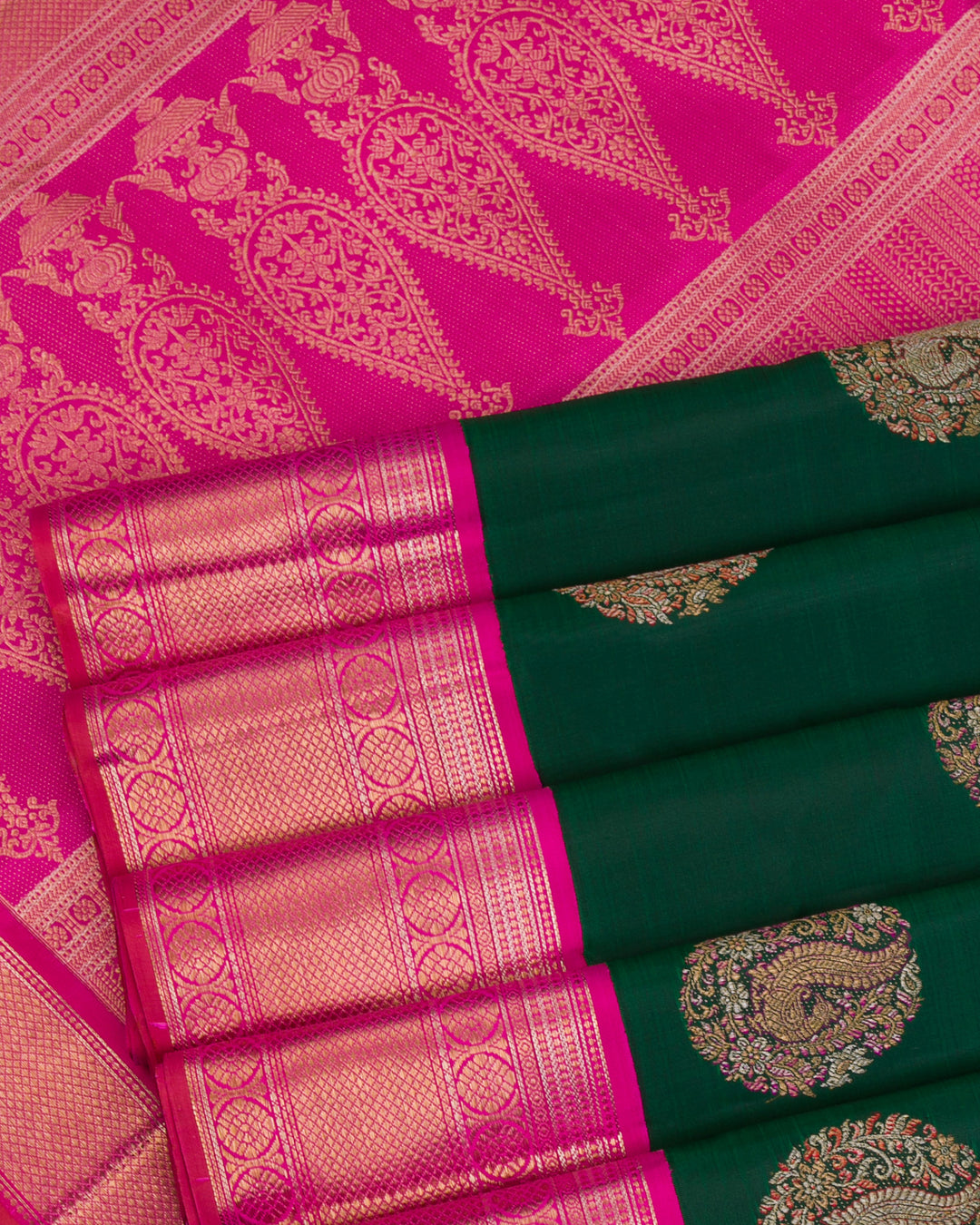 Green And Pink  Kanjivaram Silk Saree - S1202(B)