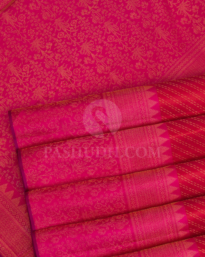 Red And Pink Kanjivaram Silk Saree - DJ321(A)
