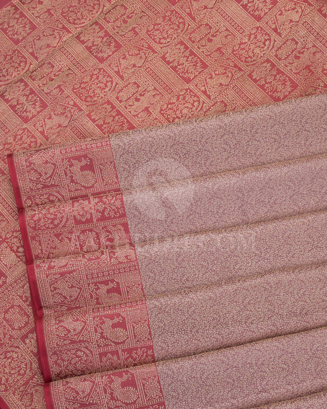 Mauve And Rust Orange Kanjivaram Silk Saree - D566(A)