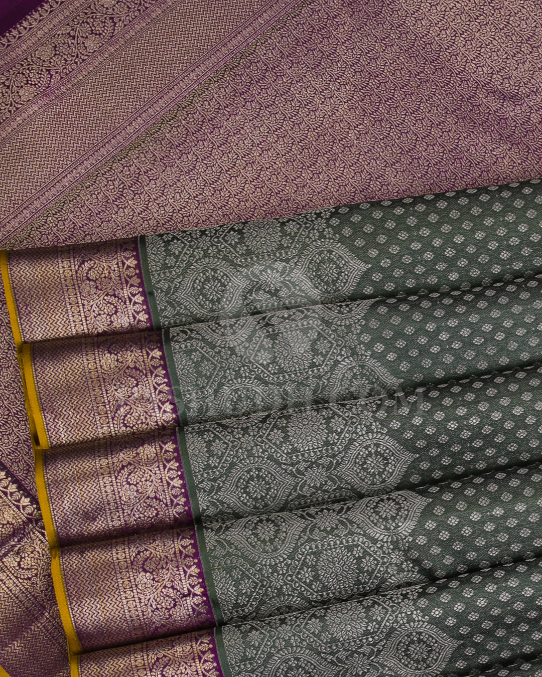 Green And Dark Purple Kanjivaram Silk Saree - D551(A)