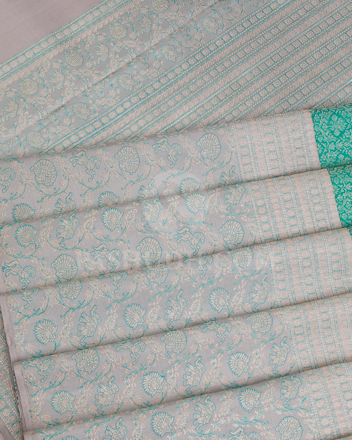 Green And Grey Kanjivaram Silk Saree - S1095(C)