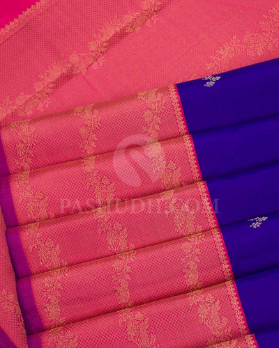 Royal Blue And Bright Pink Kanjivaram Silk Saree - S1147(B)