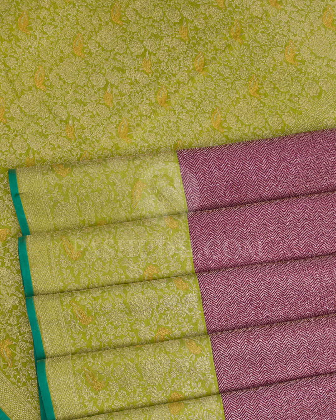 Maroon And Light Green Kanjivaram Silk Saree - S1059(D)