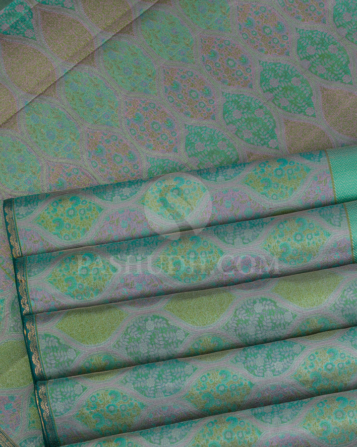 Mint Green and Multicoloured Kanjivaram Silk Saree - DJ324(A)