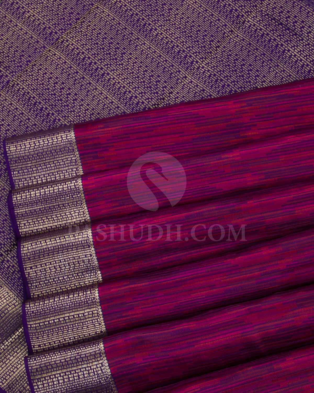 Pink And Purple Kanjivaram Silk Saree - DJ314(A)