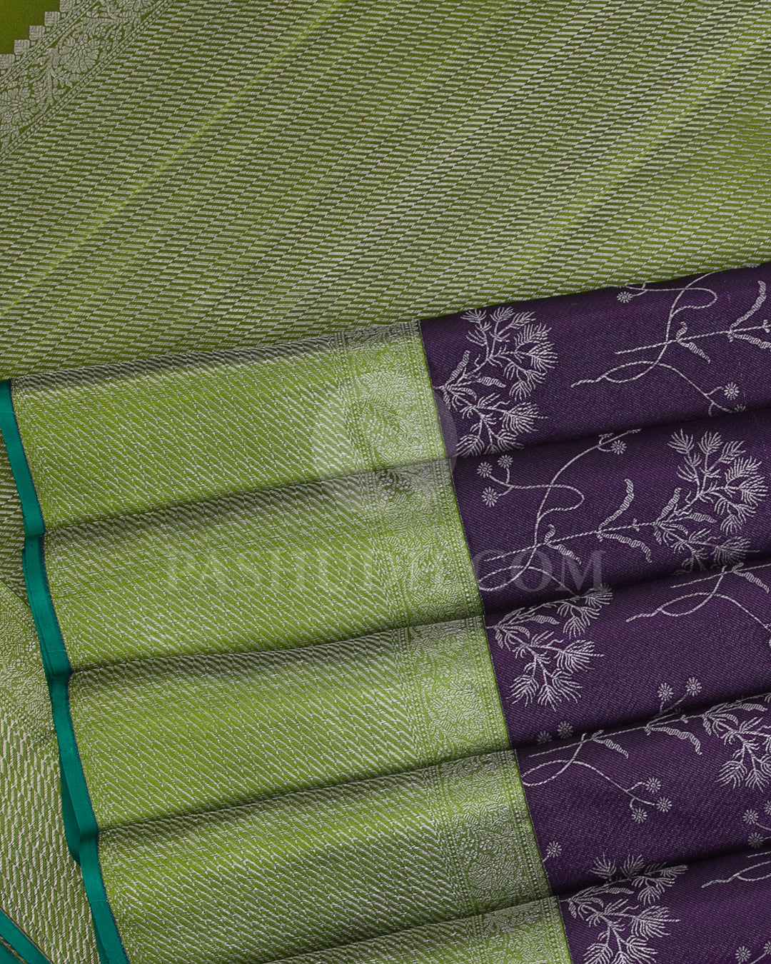 Dark Purple And Leaf Green Kanjivaram Silk Saree - D558(A)