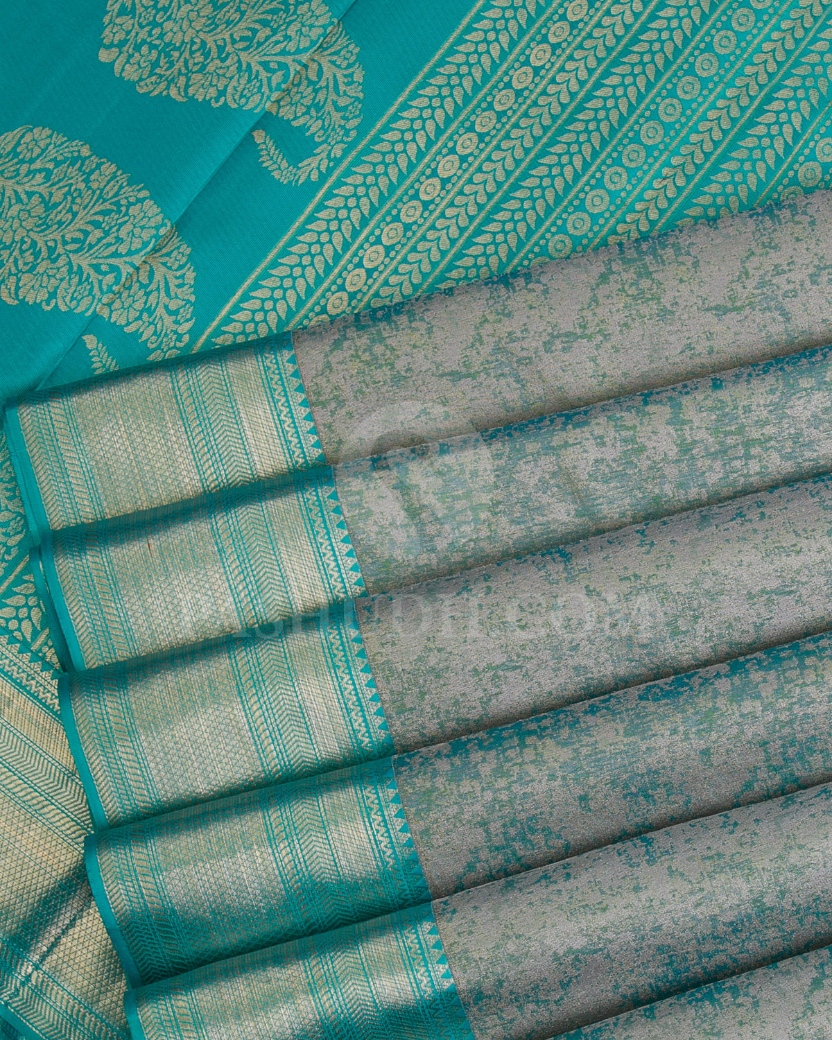 Blue And Aquamarine Blue Kanjivaram Silk Saree - D547(B)