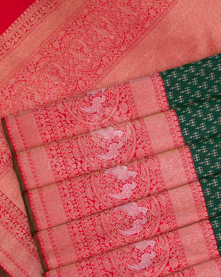 Green And Red  Kanjivaram Silk Saree - S1215(A)
