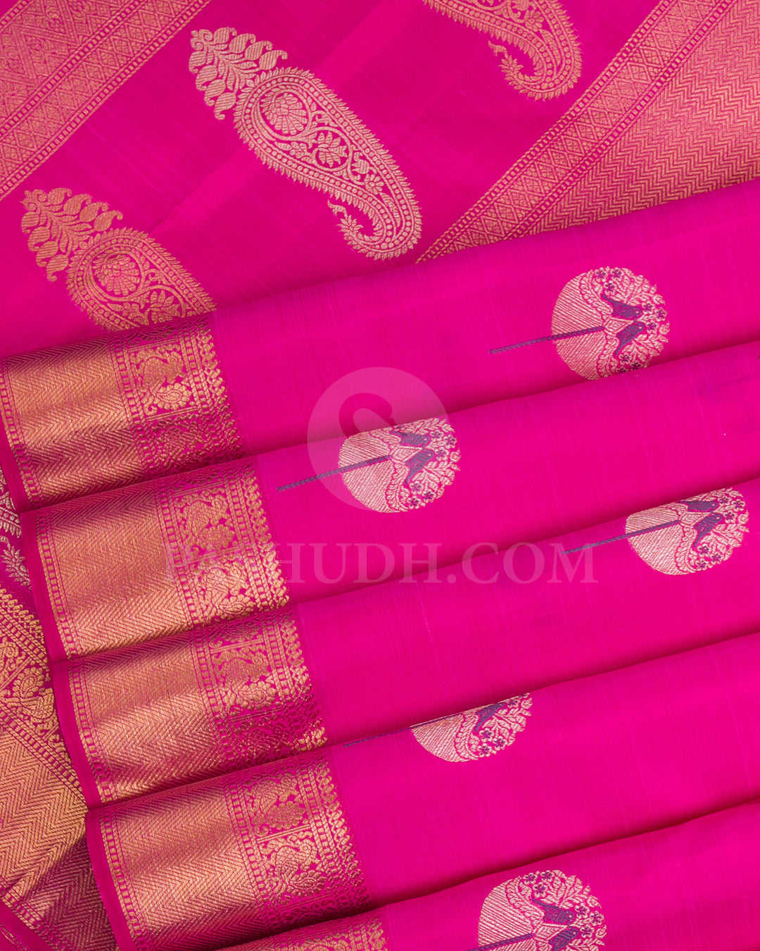Rani Pink And Ivory Kanjivaram Silk Saree - S1204(A)