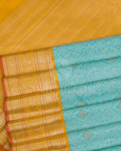 Sky Blue And Yellow Kanjivaram Silk Saree - S1194(A)