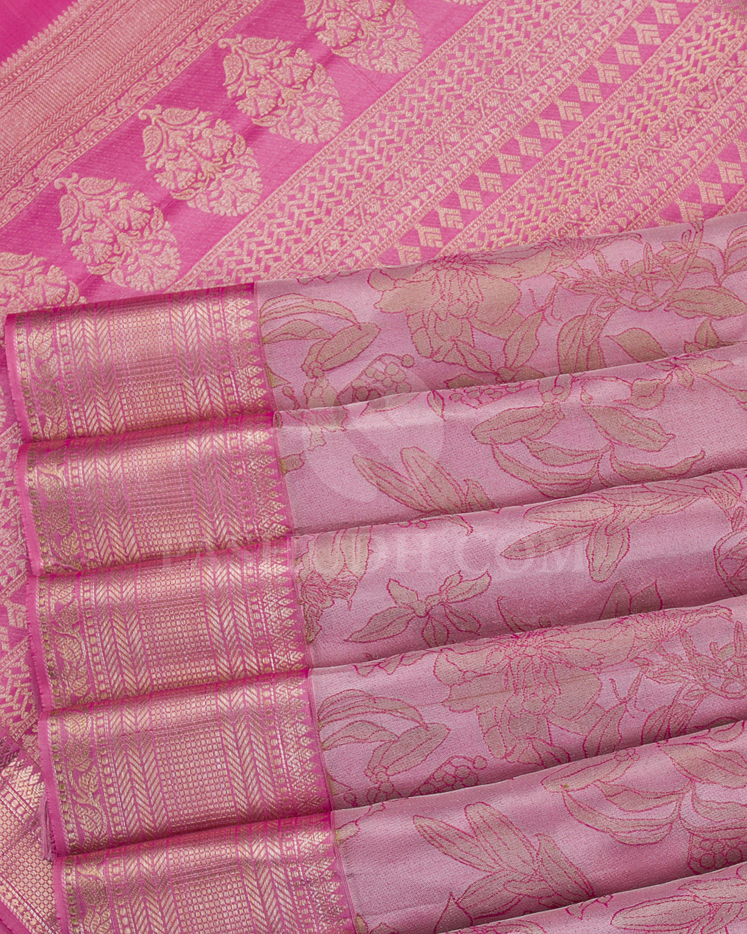 Lilac And Baby Pink Kanjivaram Silk Saree - D519(B)