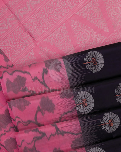 Dark Purple And Bright Pink Soft Silk Saree - C19