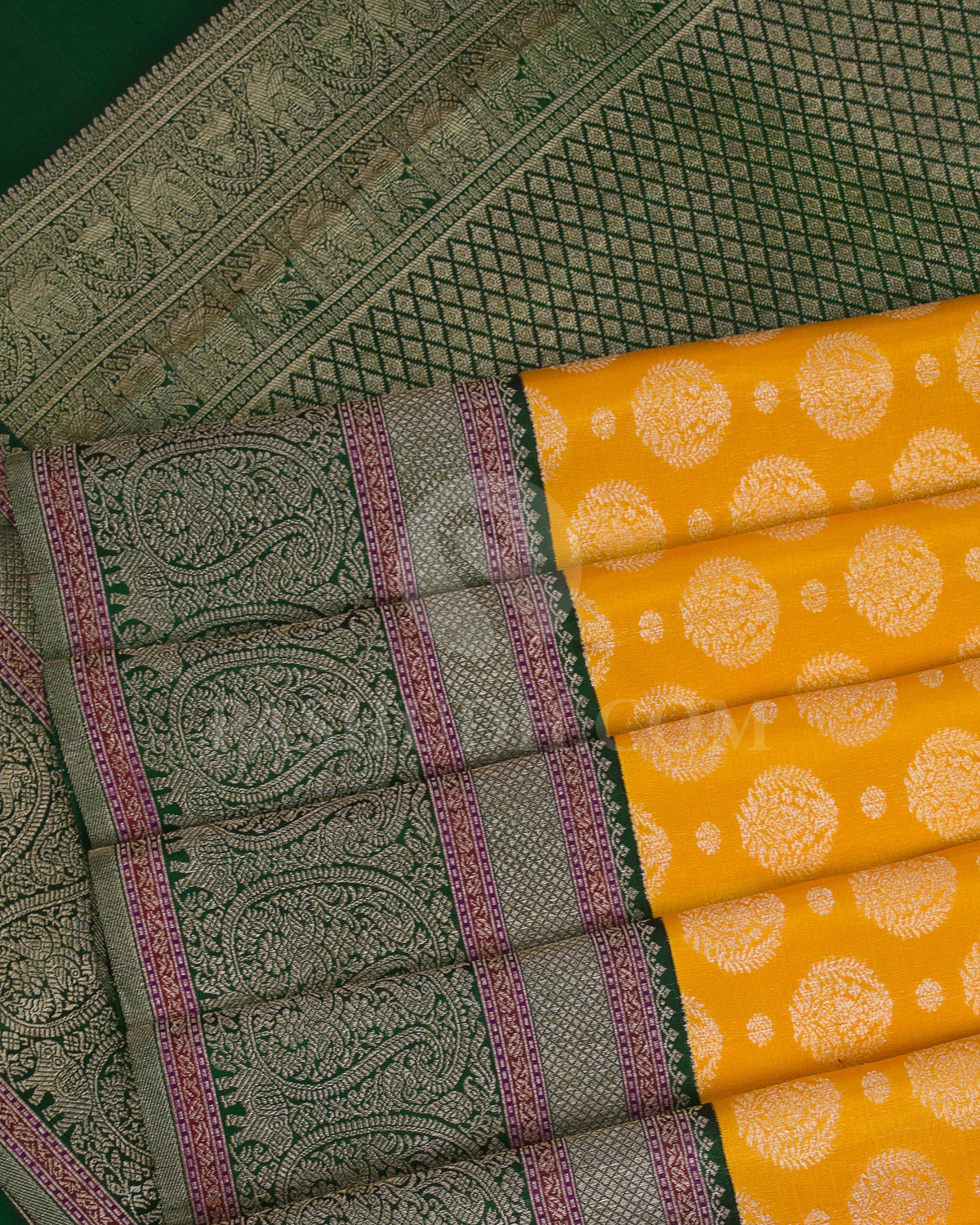 Yellow And Green Kanjivaram Silk Saree - S1205(A)