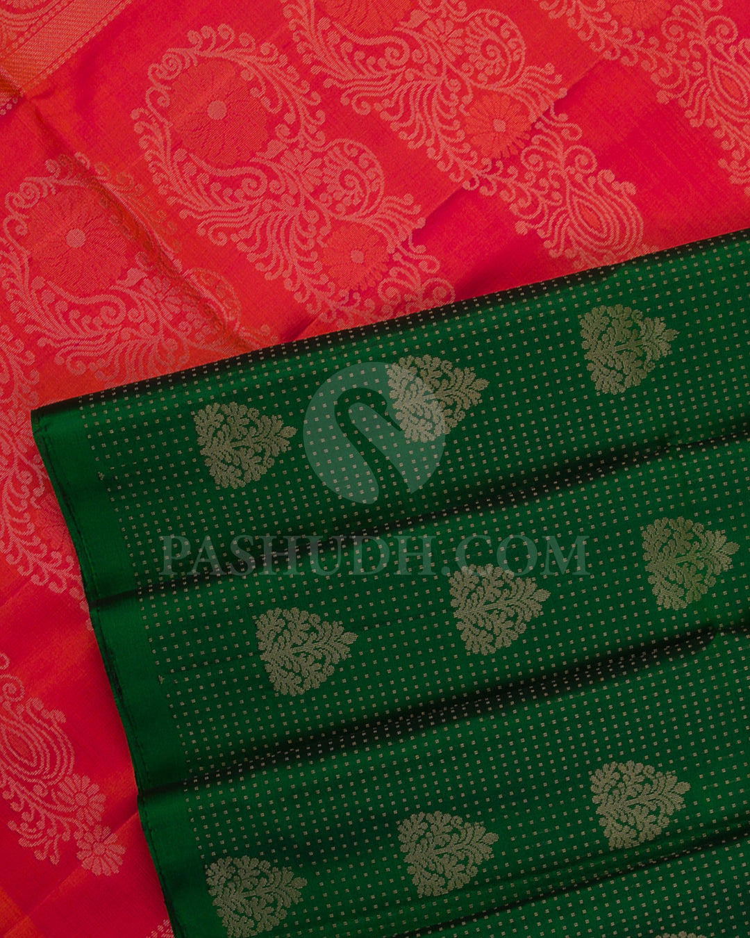 Bottle Green And Pink Shot Orange Soft Silk Saree -C22