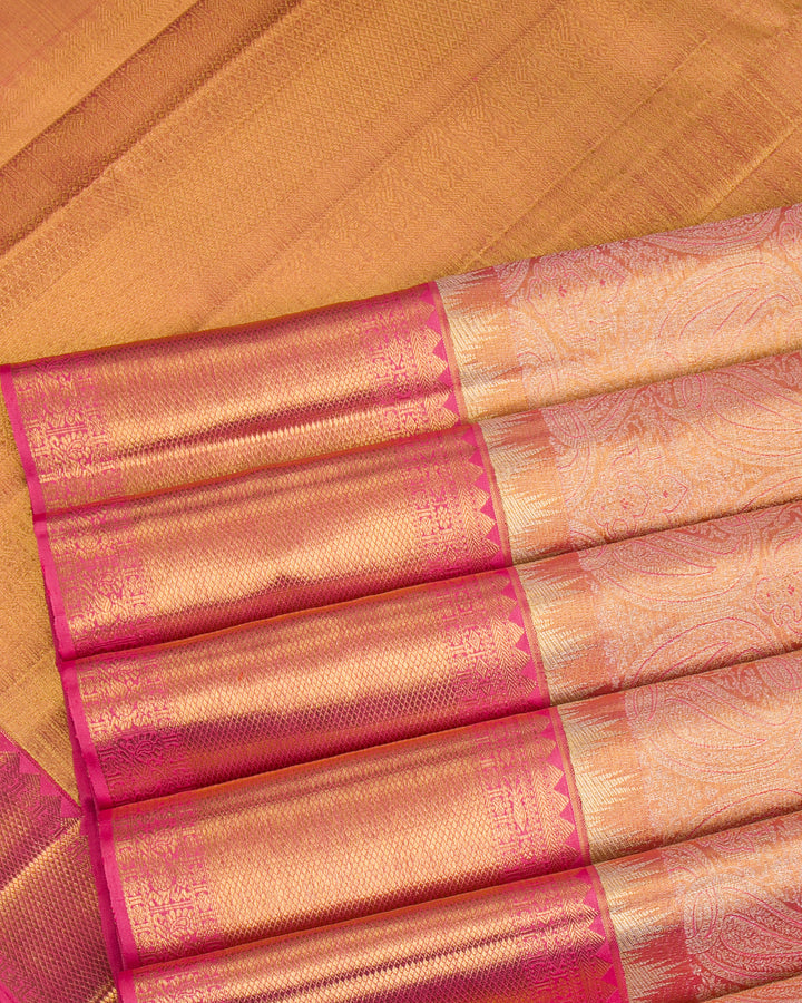 Gold And Pink Kanjivaram Silk Saree - S1049(E)