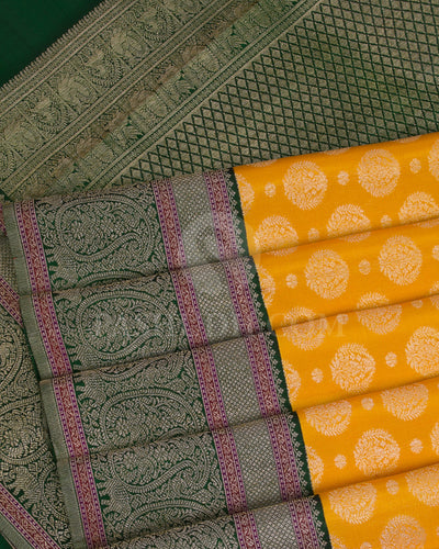 Yellow And Green Kanjivaram Silk Saree - S1205(A)