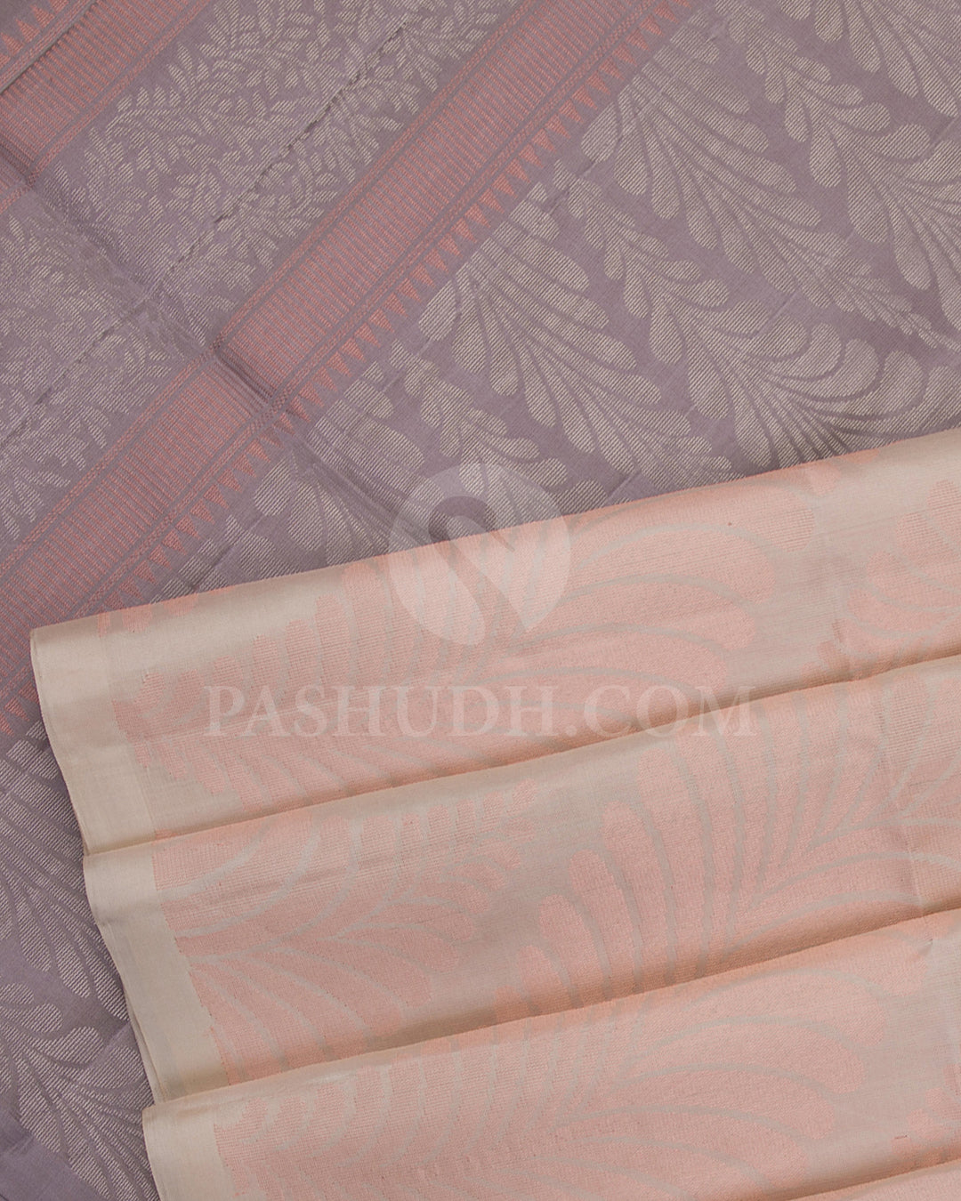 Cream And Mauve Soft Silk Saree - C6