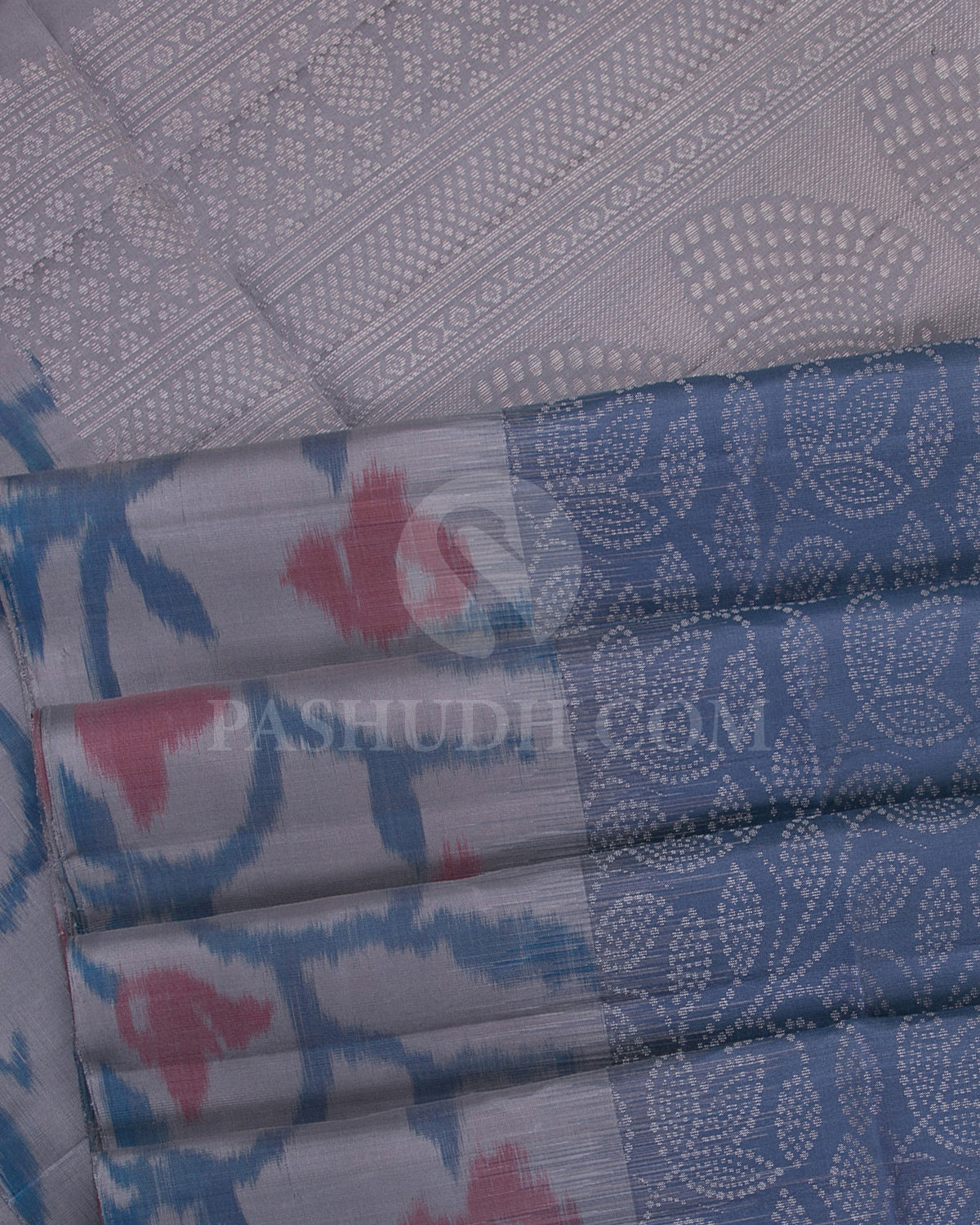 Blue and Grey Soft Silk Saree -C28