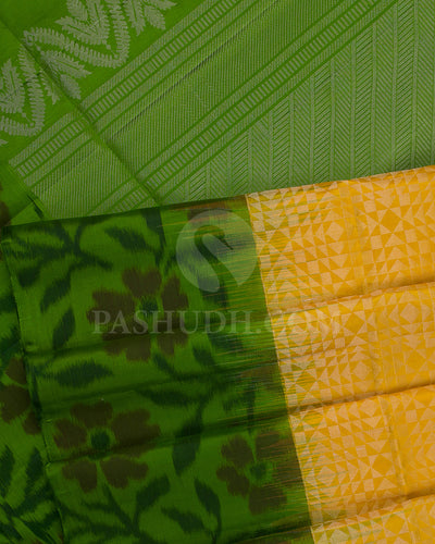 Yellow And Green Soft Silk Saree - C34