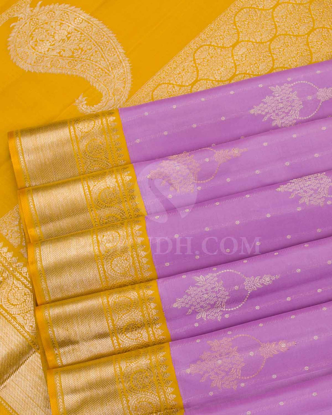 Lilac And Yellow Kanjivaram Silk Saree - S1173(B)